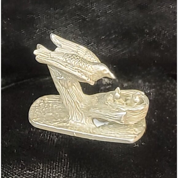 Vintage Cuteri Pewter Bird on Nest with Babies - Picture 3 of 9